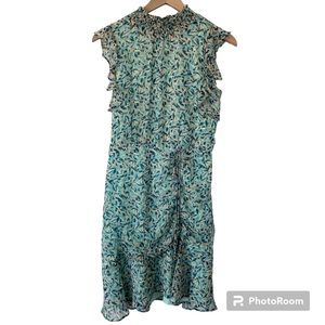 Sam Edelman aqua ruffle rouched minidress